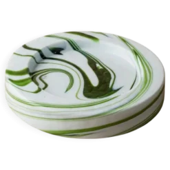 Coupe vintage en verre de Murano tourbillon vert - Sergio Asti pour Venini - Cendrier ou coupe - Italie années 1970 - Décoration de table intemporelle, idée cadeau