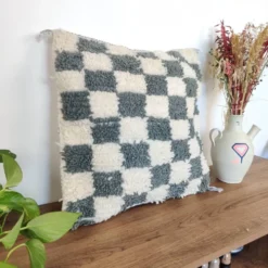 Coussin berbère Damier Gris Béni Ouarain