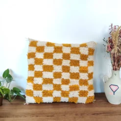 Coussin berbère Damier Jaune Béni Ouarain