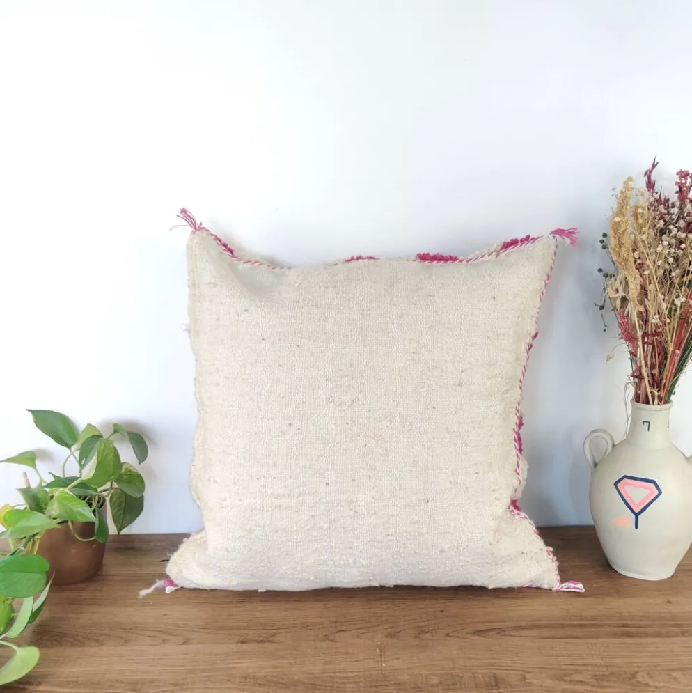 Coussin berbère damier magenta