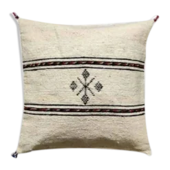 Coussin berbère jaune pâle en coton