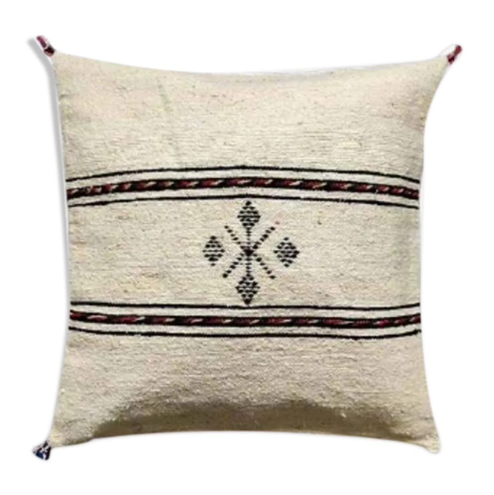Coussin berbère jaune pâle en coton