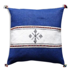 Coussin berbère marocain bleu et blanc