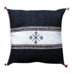 Coussin berbère marocain noir et blanc