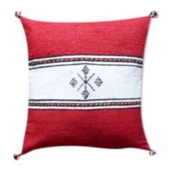 Coussin berbère marocain rouge et blanc