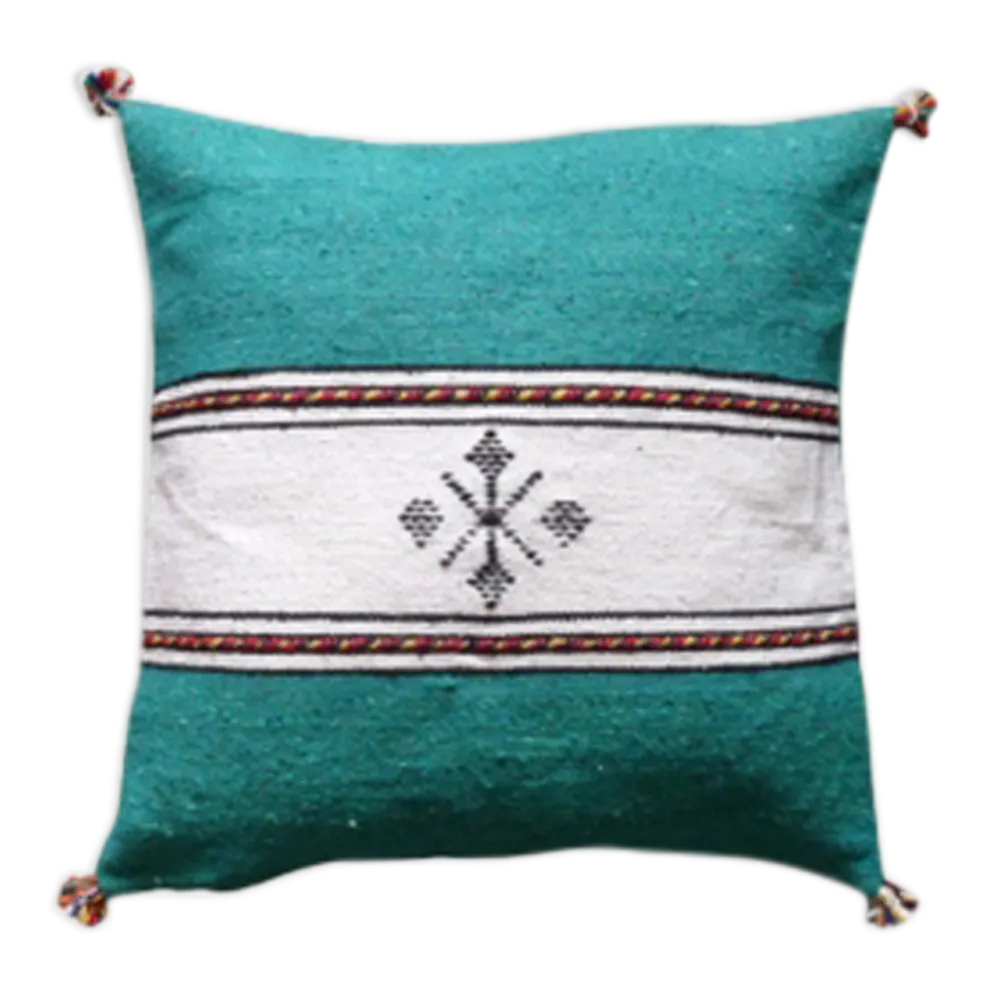 Coussin berbère marocain vert et blanc