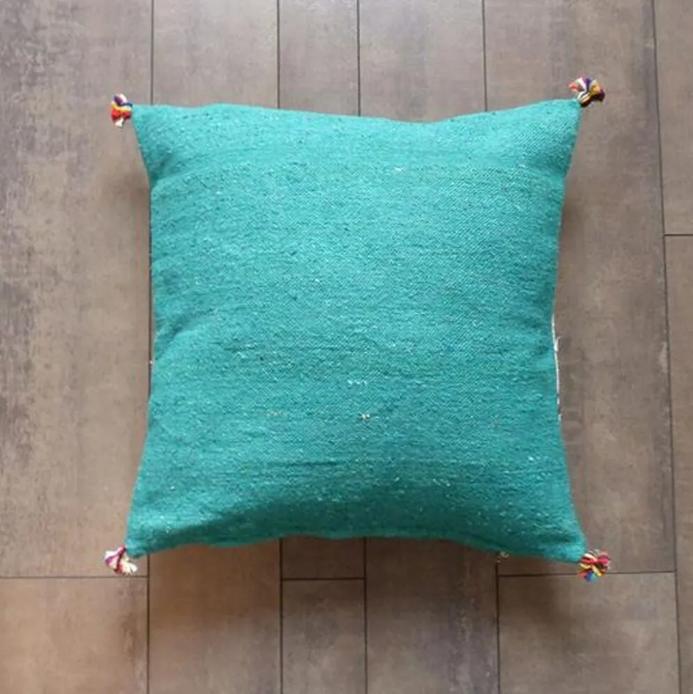 Coussin berbère marocain vert et blanc