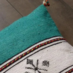 Coussin berbère marocain vert et blanc