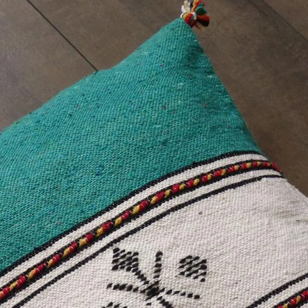 Coussin berbère marocain vert et blanc