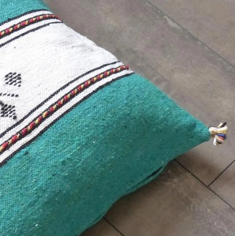 Coussin berbère marocain vert et blanc