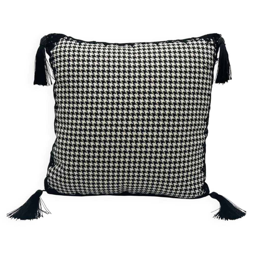 Coussin carré, Housse et Insert, Noir et blanc. Modèle « Tatiana »