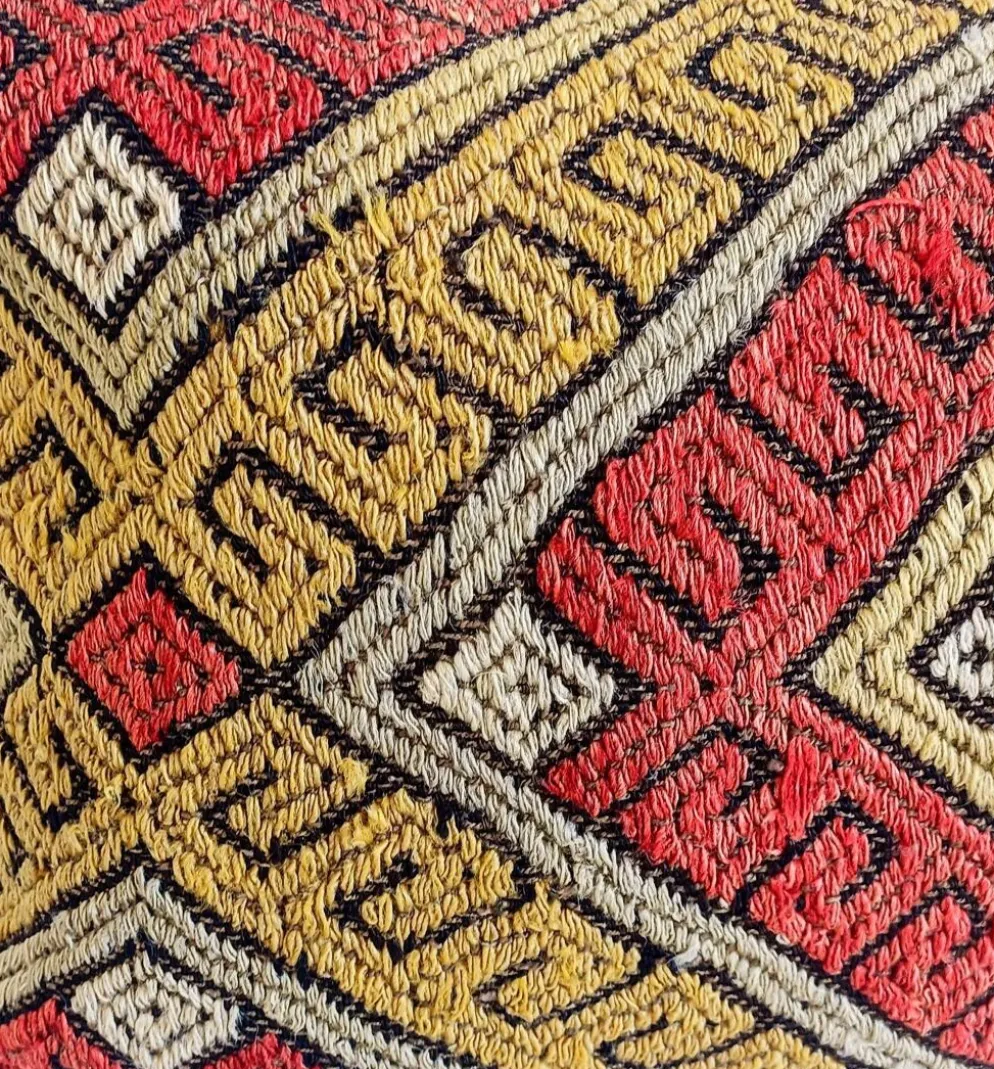 Coussin en kilim en laine tissé à la main vintage, style mauresque, milieu du 20e siècle