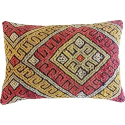 Coussin en kilim en laine tissé à la main vintage, style mauresque, milieu du 20e siècle