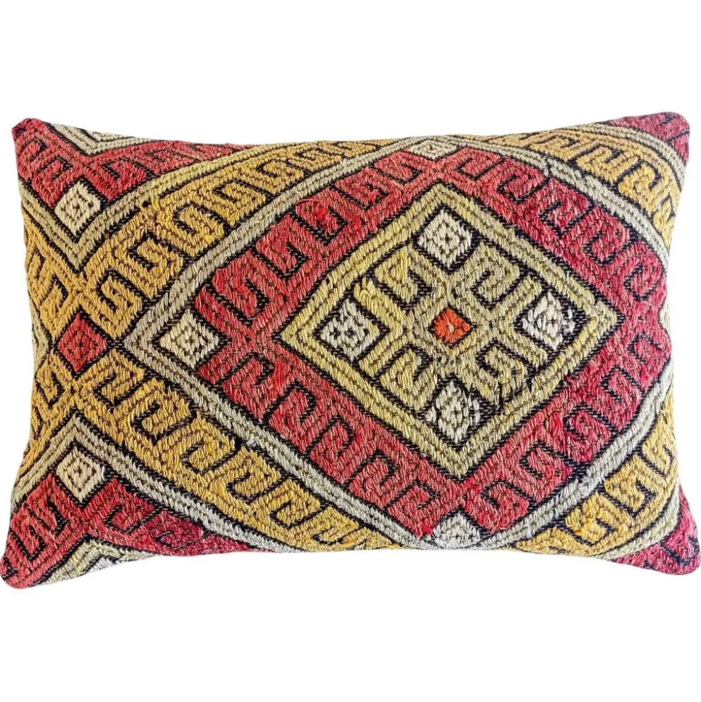 Coussin en kilim en laine tissé à la main vintage, style mauresque, milieu du 20e siècle