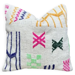 Coussin en laine berbère fait main : Coussin Kilim marocain (45x45cm)