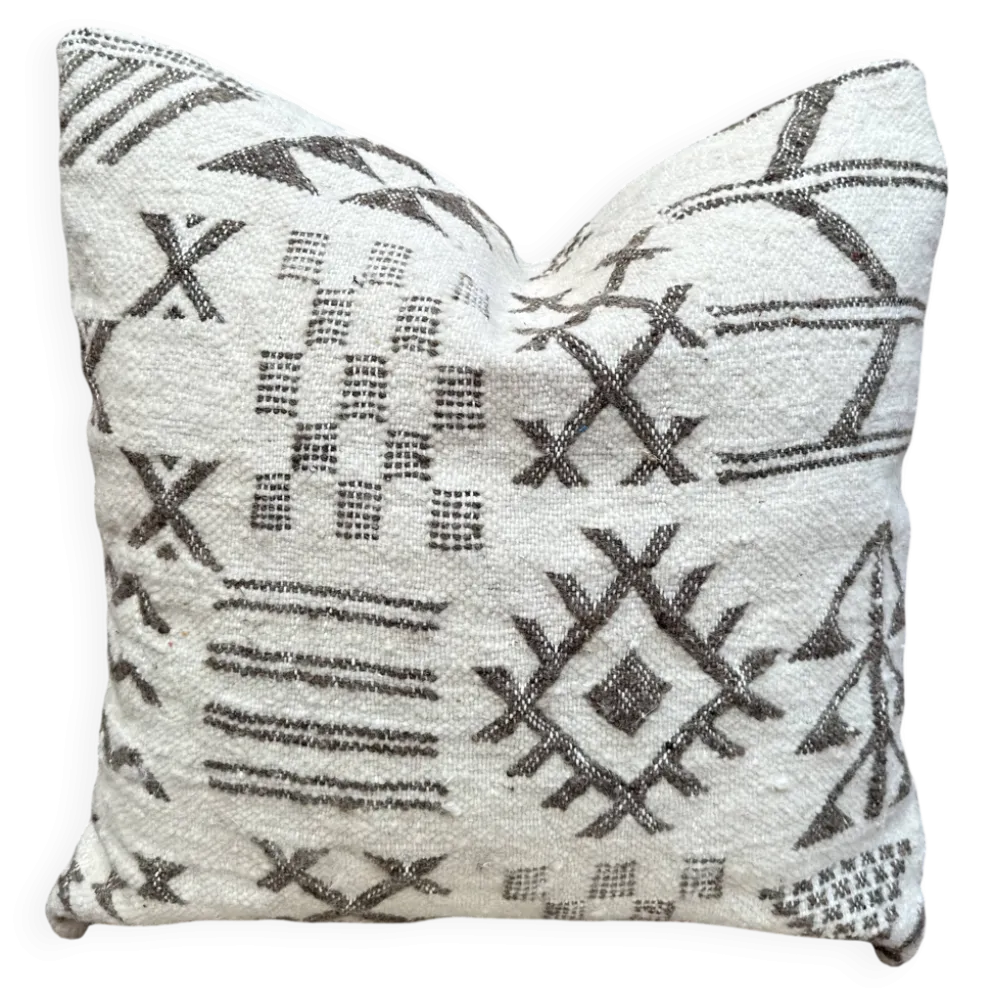 Coussin en laine berbère fait main : Coussin Kilim marocain (45x45cm)