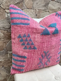 Coussin en laine berbère fait main : Coussin Kilim marocain (45x45cm)