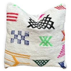 Coussin en laine berbère fait main : Coussin Kilim marocain (45x45cm)