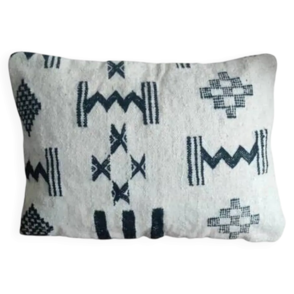 Coussin kilim géométrique noir & blanc