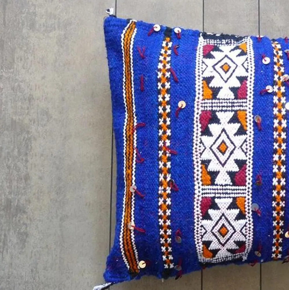 Coussin kilim marocain bleu