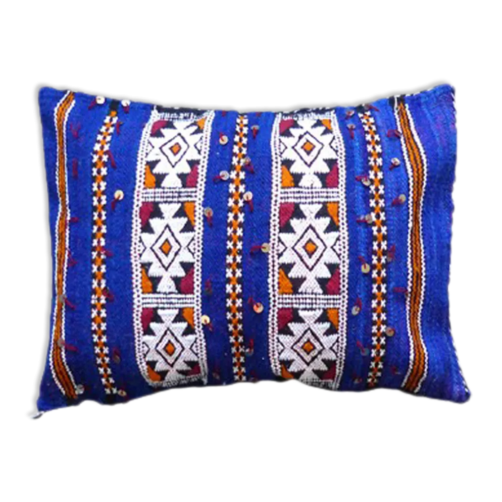 Coussin kilim marocain bleu