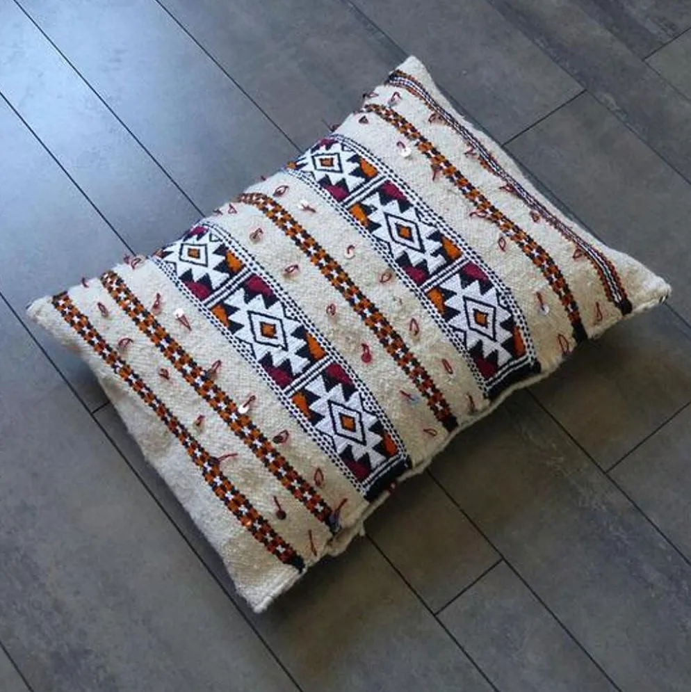 Coussin kilim marocain crème
