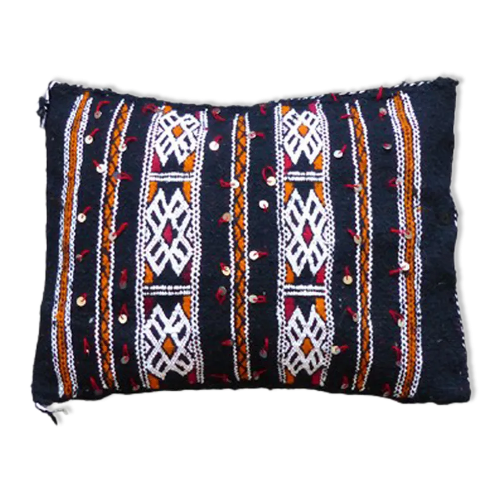 Coussin kilim marocain noir