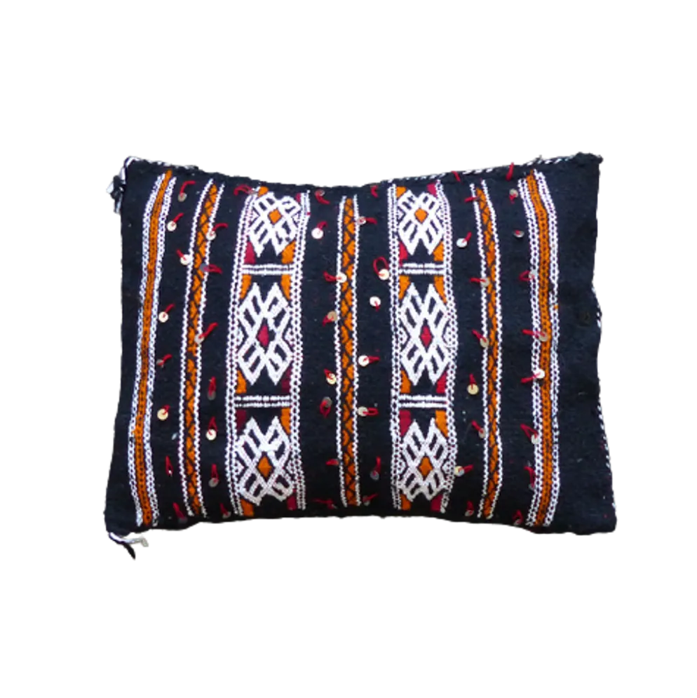 Coussin kilim marocain noir