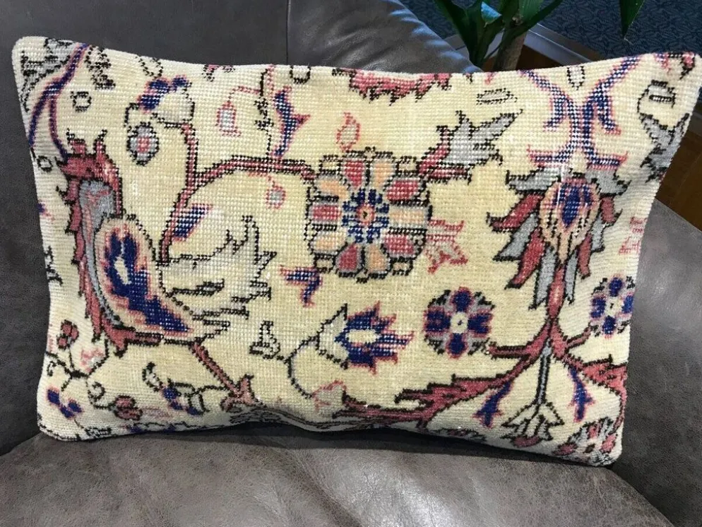 Coussin lombaire en tapis dégradé fait main 40x60cm