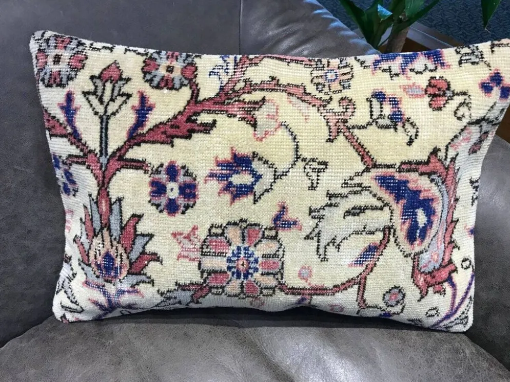 Coussin lombaire en tapis dégradé fait main 40x60cm