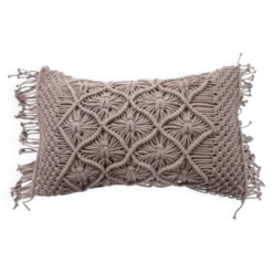 Coussin macramé violet clair tressé 40x60 cm