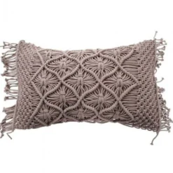 Coussin macramé violet clair tressé 40x60 cm