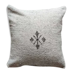 Coussin marocain gris clair fait main en coton
