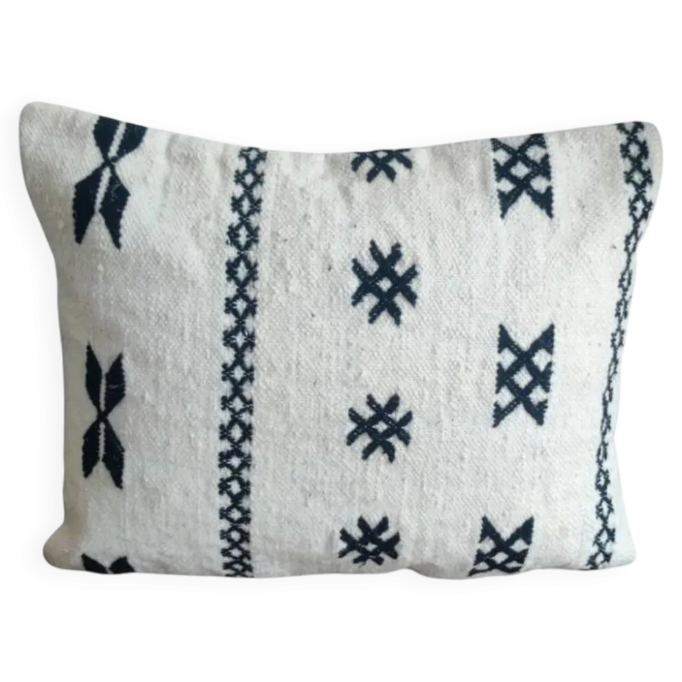 Coussin marocain kilim noir et blanc