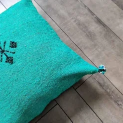 Coussin marocain vert en coton