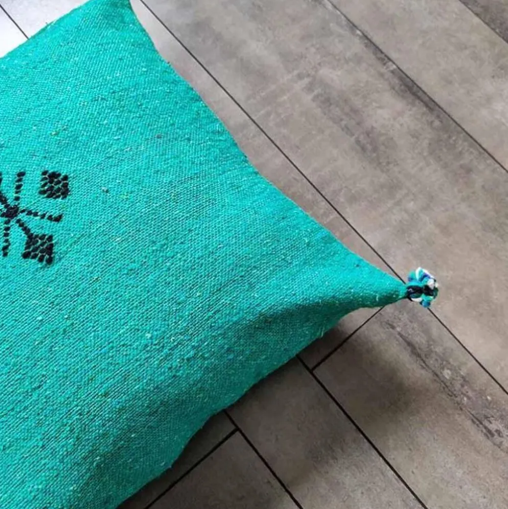 Coussin marocain vert en coton
