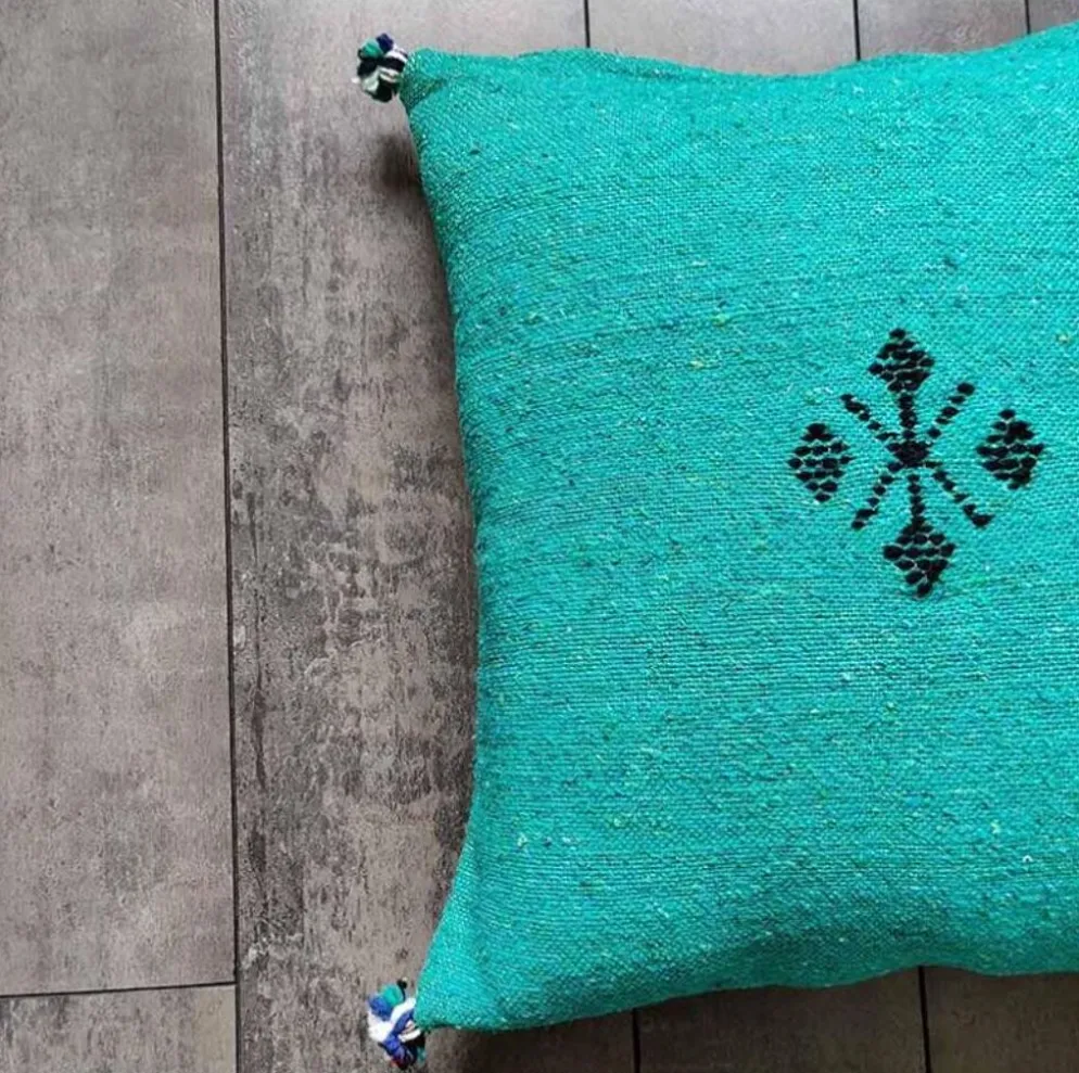 Coussin marocain vert en coton