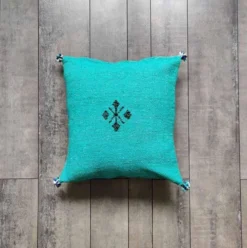 Coussin marocain vert en coton