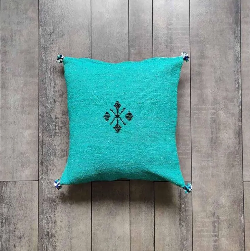 Coussin marocain vert en coton