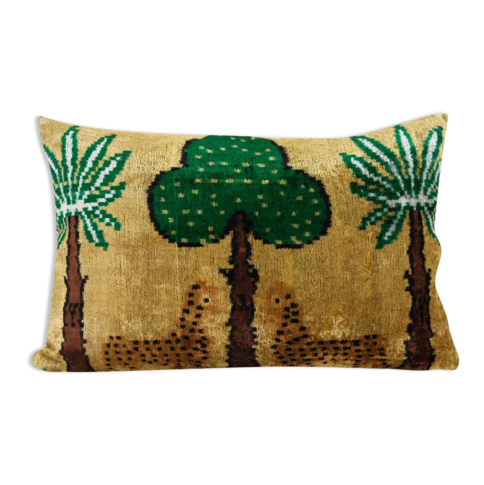 Coussin tigre design ikat
