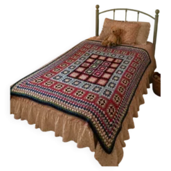 couverture dessus de lit vintage en crochet compose de carré granny