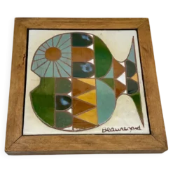 Céramique murale « poisson » signée Beauregard, 1960