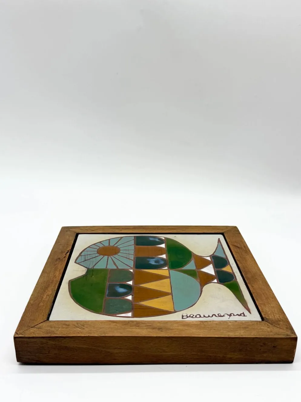 Céramique murale « poisson » signée Beauregard, 1960