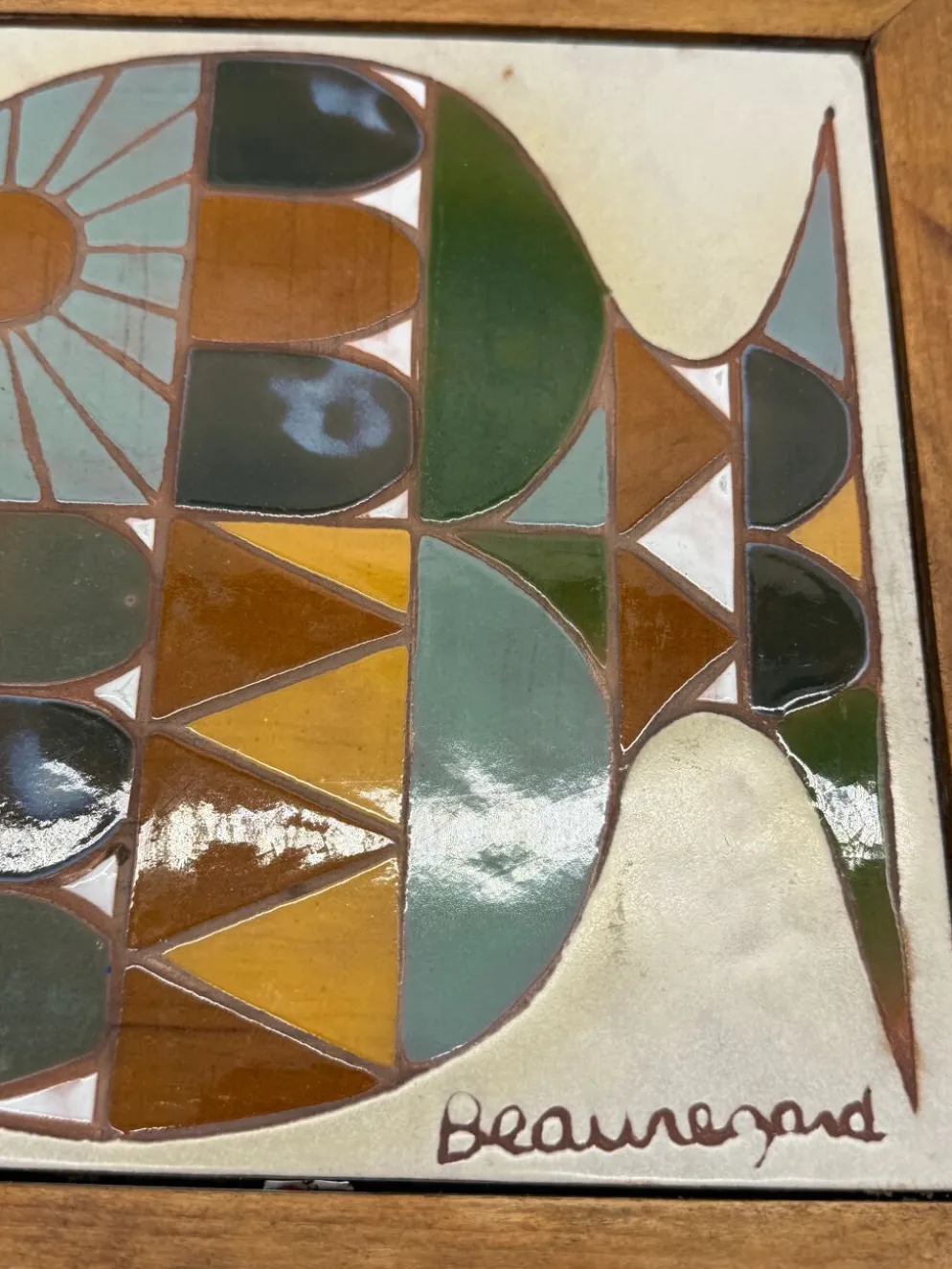 Céramique murale « poisson » signée Beauregard, 1960