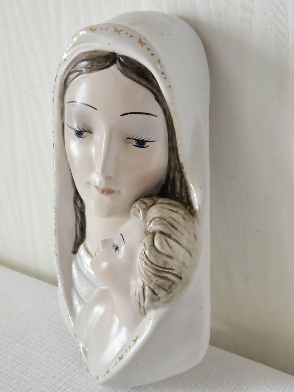 Céramique murale Vierge à l'enfant Italie vintage