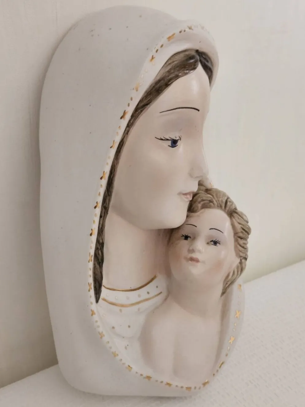 Céramique murale Vierge à l'enfant Italie vintage