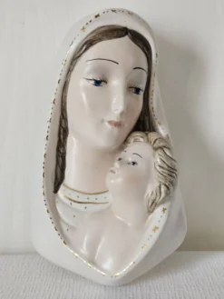 Céramique murale Vierge à l'enfant Italie vintage