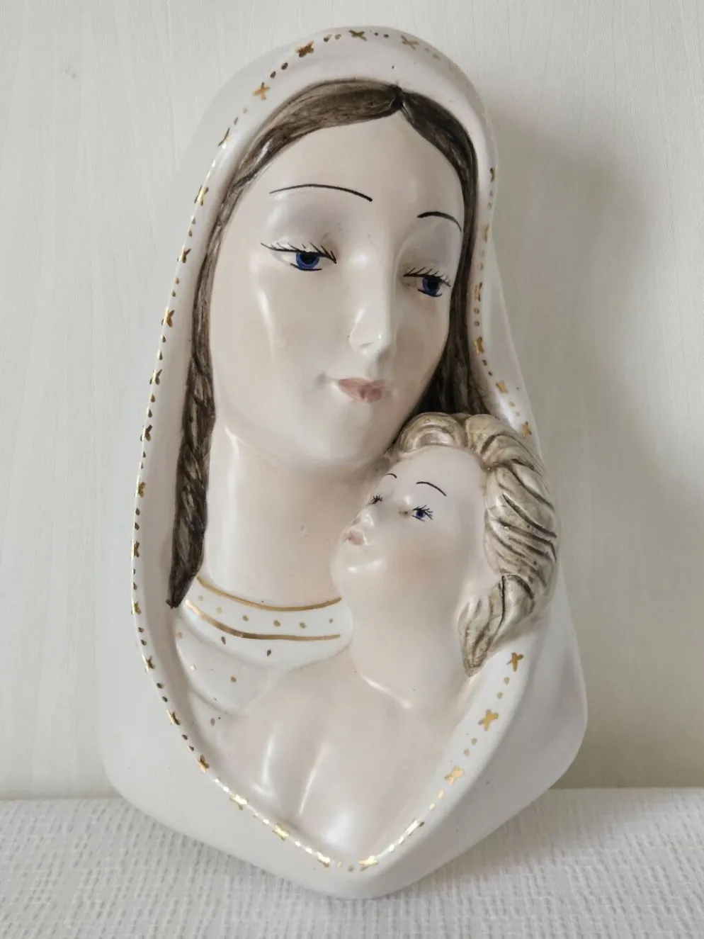 Céramique murale Vierge à l'enfant Italie vintage