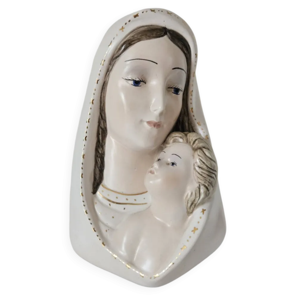 Céramique murale Vierge à l'enfant Italie vintage