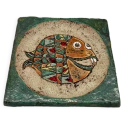 Céramique mural "poisson" – roland zobel, les cyclades 1970s